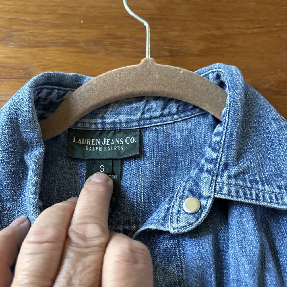 Vintage Ralph Lauren Jeans Co Denim Shirt Women’s S Blue Metal Buttons